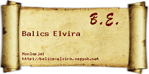 Balics Elvira névjegykártya